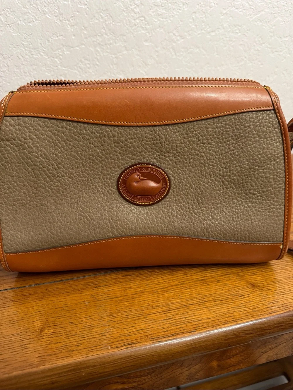 Dooney & Bourke Tan and Beige Pebbled Leather Crossbody Bag